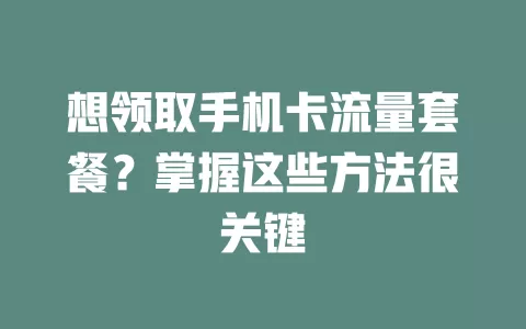 想领取手机卡流量套餐？掌握这些方法很关键