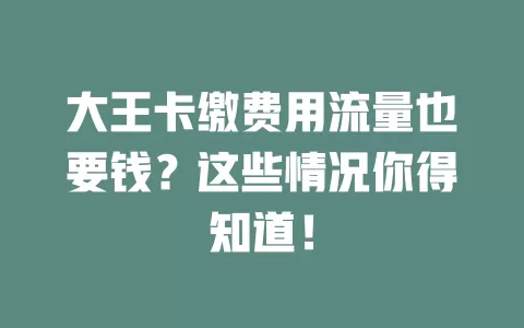 大王卡缴费用流量也要钱？这些情况你得知道！