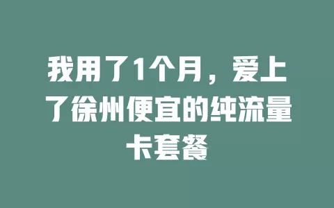 我用了1个月，爱上了徐州便宜的纯流量卡套餐