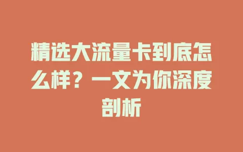 精选大流量卡到底怎么样？一文为你深度剖析