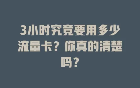 3小时究竟要用多少流量卡？你真的清楚吗？