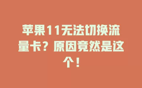 苹果11无法切换流量卡？原因竟然是这个！