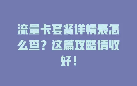 流量卡套餐详情表怎么查？这篇攻略请收好！