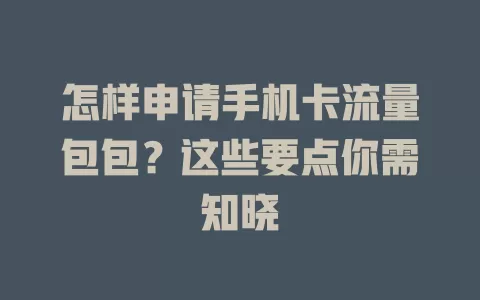 怎样申请手机卡流量包包？这些要点你需知晓