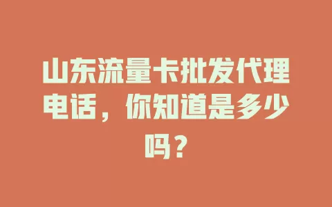 山东流量卡批发代理电话，你知道是多少吗？