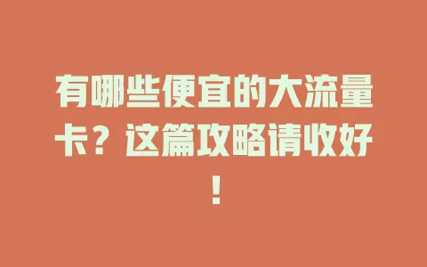 有哪些便宜的大流量卡？这篇攻略请收好！