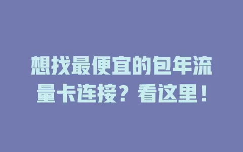 想找最便宜的包年流量卡连接？看这里！