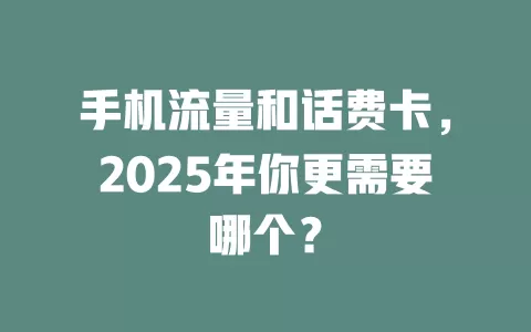 手机流量和话费卡，2025年你更需要哪个？