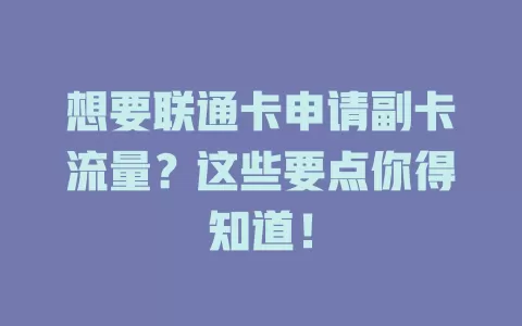 想要联通卡申请副卡流量？这些要点你得知道！
