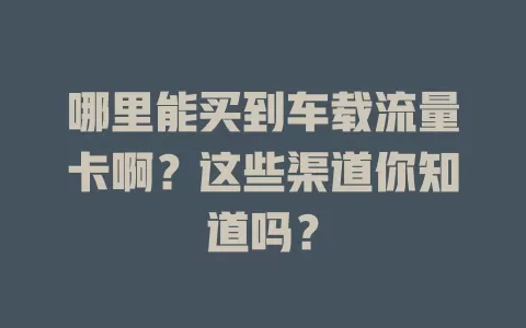 哪里能买到车载流量卡啊？这些渠道你知道吗？