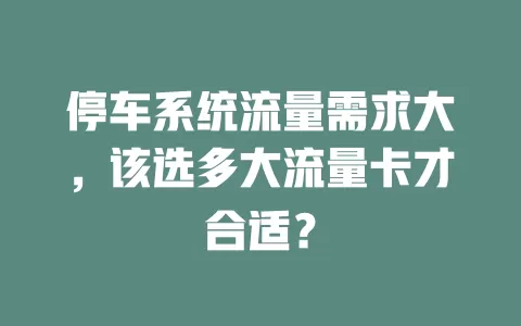 停车系统流量需求大，该选多大流量卡才合适？