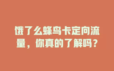 饿了么蜂鸟卡定向流量，你真的了解吗？