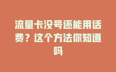流量卡没号还能用话费？这个方法你知道吗