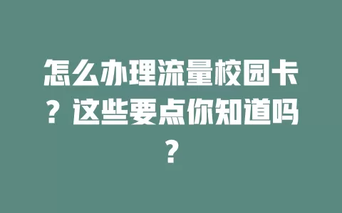 怎么办理流量校园卡？这些要点你知道吗？