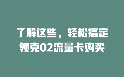 了解这些，轻松搞定领克02流量卡购买