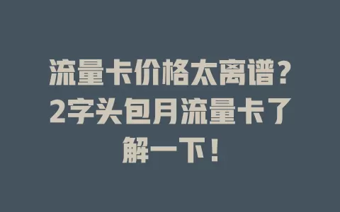 流量卡价格太离谱？2字头包月流量卡了解一下！