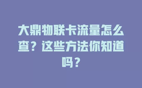 大鼎物联卡流量怎么查？这些方法你知道吗？