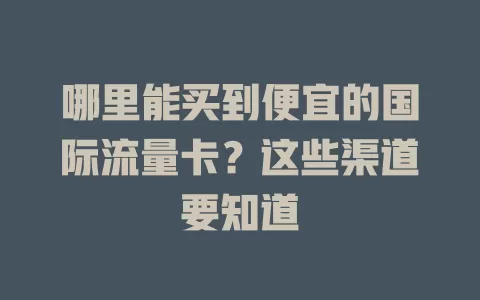 哪里能买到便宜的国际流量卡？这些渠道要知道