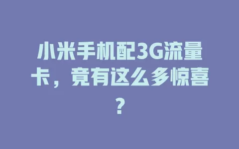 小米手机配3G流量卡，竟有这么多惊喜？