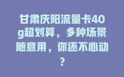 甘肃庆阳流量卡40g超划算，多种场景随意用，你还不心动？