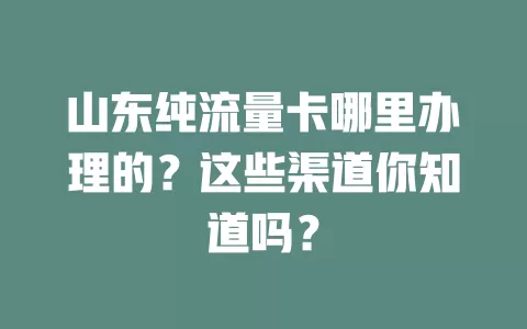 山东纯流量卡哪里办理的？这些渠道你知道吗？