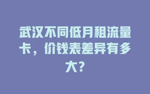 武汉不同低月租流量卡，价钱表差异有多大？