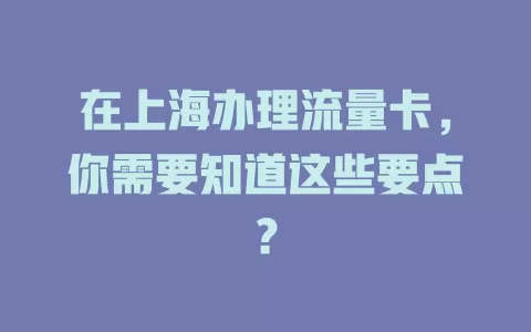 在上海办理流量卡，你需要知道这些要点？