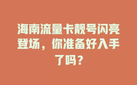 海南流量卡靓号闪亮登场，你准备好入手了吗？