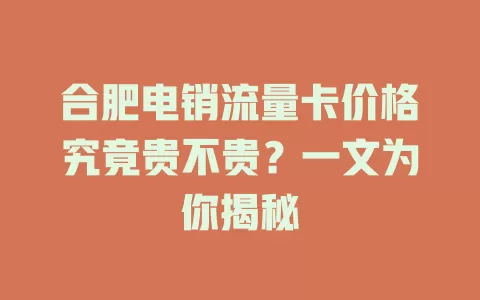 合肥电销流量卡价格究竟贵不贵？一文为你揭秘