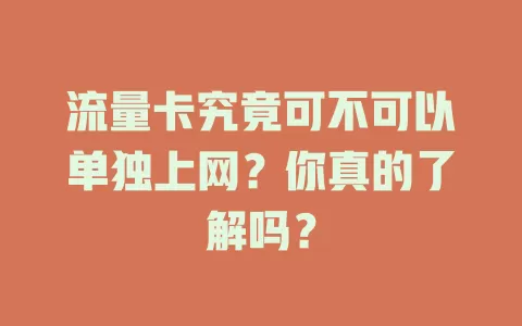 流量卡究竟可不可以单独上网？你真的了解吗？