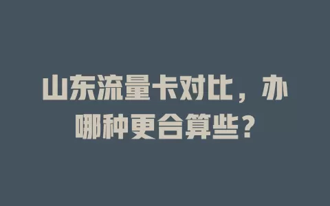山东流量卡对比，办哪种更合算些？