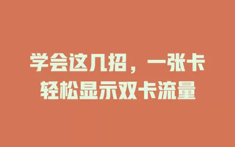 学会这几招，一张卡轻松显示双卡流量