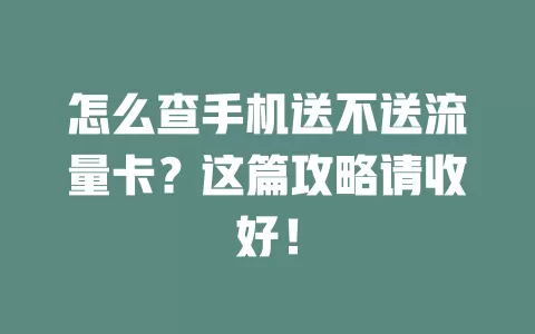 怎么查手机送不送流量卡？这篇攻略请收好！