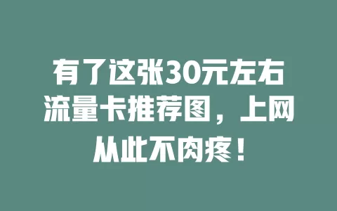有了这张30元左右流量卡推荐图，上网从此不肉疼！