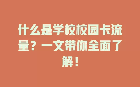 什么是学校校园卡流量？一文带你全面了解！