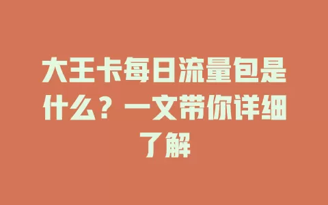 大王卡每日流量包是什么？一文带你详细了解