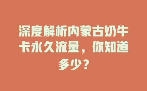深度解析内蒙古奶牛卡永久流量，你知道多少？