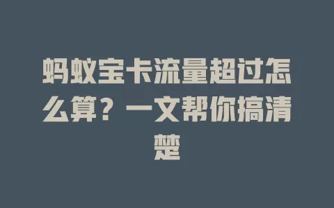 蚂蚁宝卡流量超过怎么算？一文帮你搞清楚