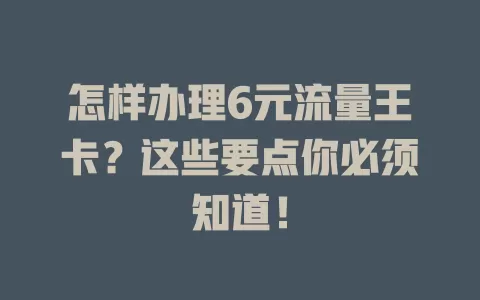 怎样办理6元流量王卡？这些要点你必须知道！