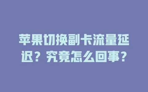苹果切换副卡流量延迟？究竟怎么回事？