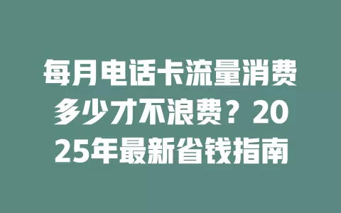 每月电话卡流量消费多少才不浪费？2025年最新省钱指南