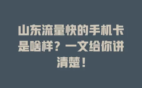 山东流量快的手机卡是啥样？一文给你讲清楚！