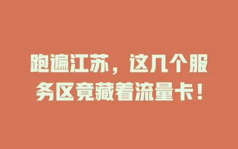 跑遍江苏，这几个服务区竟藏着流量卡！