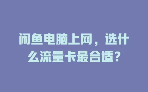 闲鱼电脑上网，选什么流量卡最合适？