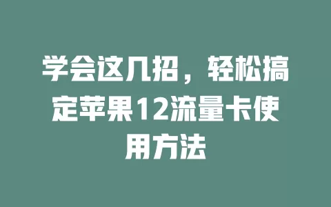 学会这几招，轻松搞定苹果12流量卡使用方法