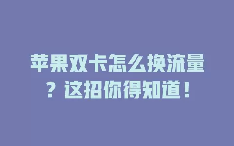 苹果双卡怎么换流量？这招你得知道！