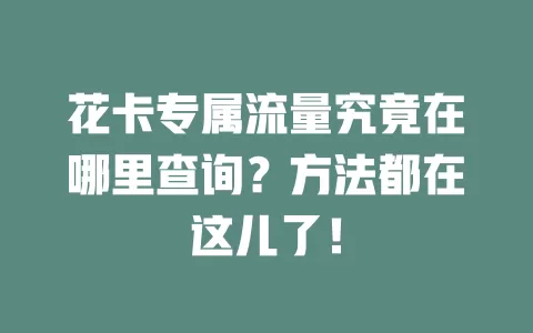 花卡专属流量究竟在哪里查询？方法都在这儿了！