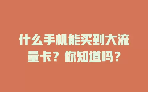 什么手机能买到大流量卡？你知道吗？