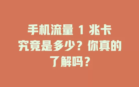 手机流量 1 兆卡究竟是多少？你真的了解吗？