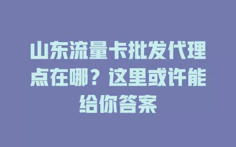 山东流量卡批发代理点在哪？这里或许能给你答案